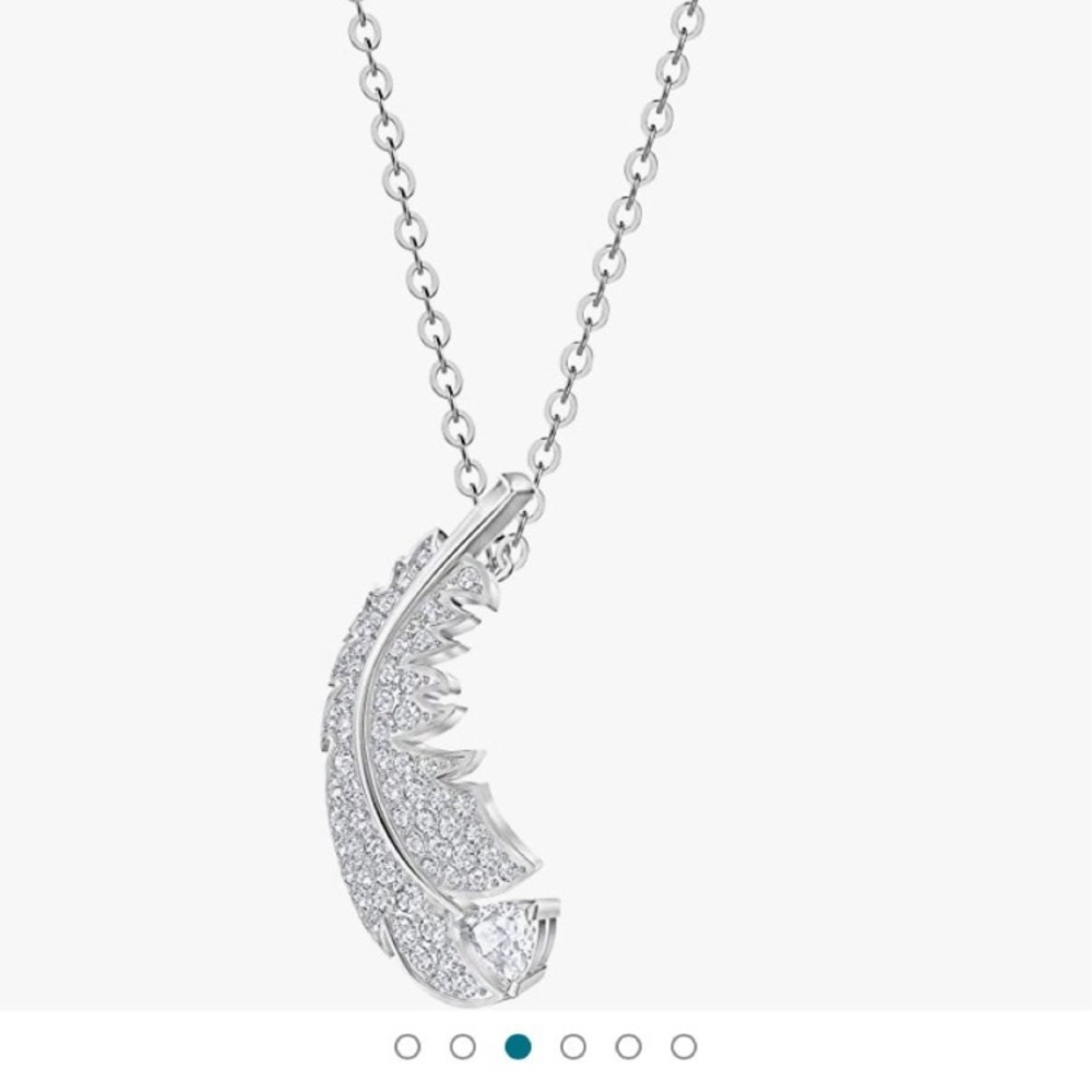 Genuine feather necklace rhodium plated from Swarovski